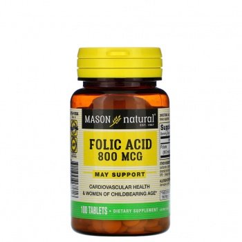 Mason Natural Folic Acid 800mcg 100tk